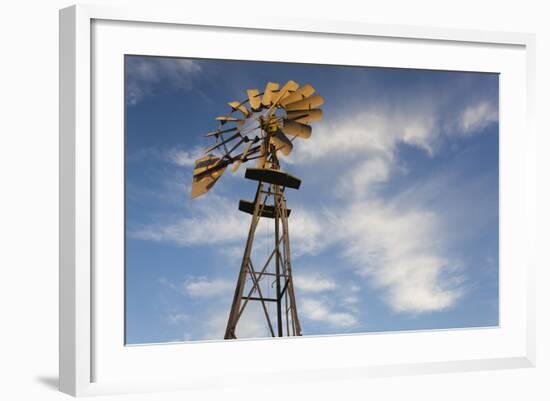 Vintage Farm Windmills at Sunset, Elk City, Oklahoma, USA-Walter Bibikow-Framed Photographic Print