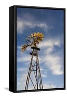 Vintage Farm Windmills at Sunset, Elk City, Oklahoma, USA-Walter Bibikow-Framed Stretched Canvas