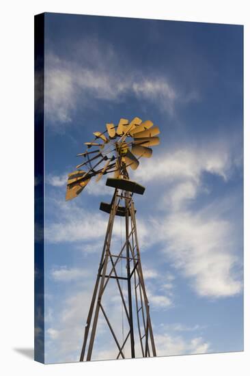 Vintage Farm Windmills at Sunset, Elk City, Oklahoma, USA-Walter Bibikow-Stretched Canvas