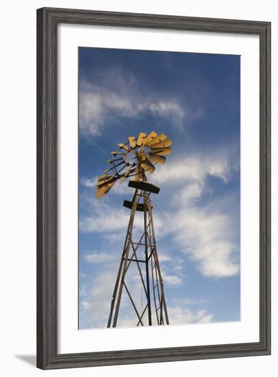 Vintage Farm Windmills at Sunset, Elk City, Oklahoma, USA-Walter Bibikow-Framed Photographic Print