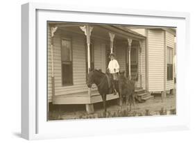 Vintage Farmhouse with Horses-null-Framed Art Print