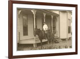 Vintage Farmhouse with Horses-null-Framed Premium Giclee Print