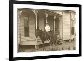 Vintage Farmhouse with Horses-null-Framed Premium Giclee Print