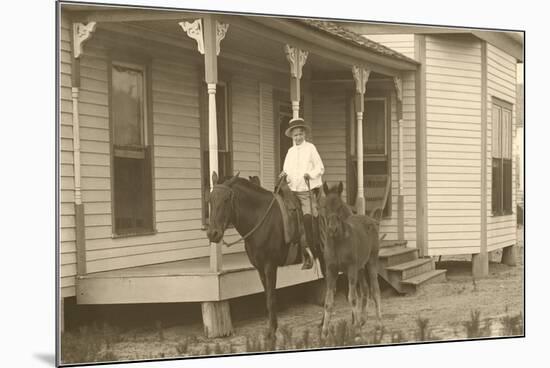 Vintage Farmhouse with Horses-null-Mounted Premium Giclee Print