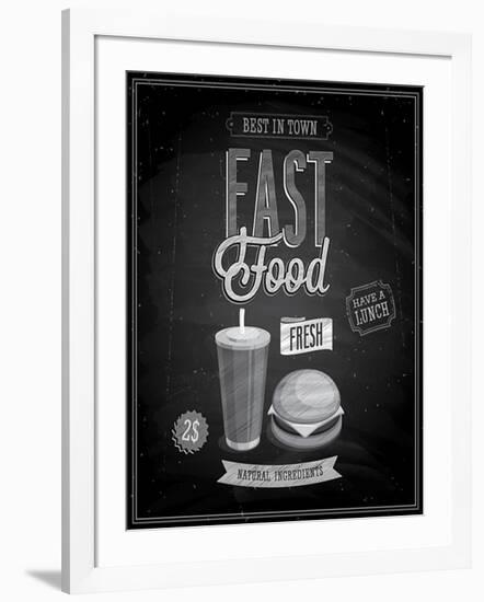 Vintage Fast Food Poster Chalkboard-avean-Framed Art Print