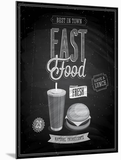 Vintage Fast Food Poster Chalkboard-avean-Mounted Art Print