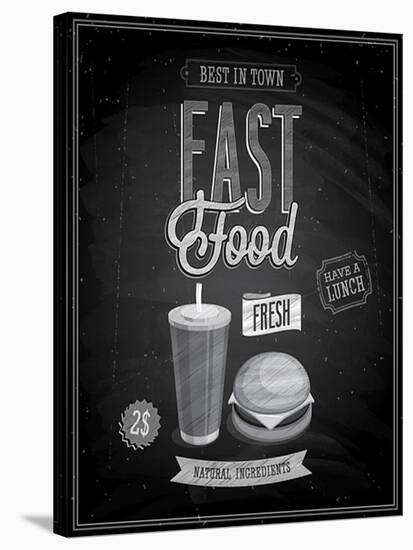 Vintage Fast Food Poster Chalkboard-avean-Stretched Canvas