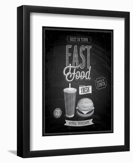 Vintage Fast Food Poster Chalkboard-avean-Framed Art Print