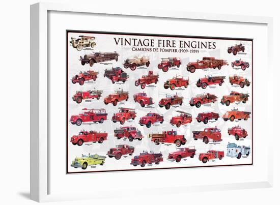 Vintage Fire Engines-null-Framed Art Print