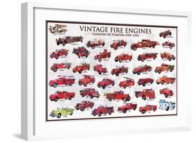 Vintage Fire Engines-null-Framed Art Print