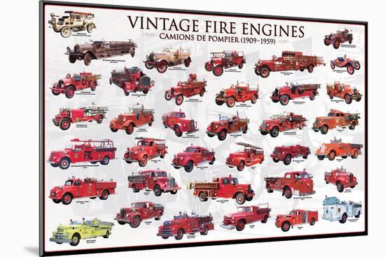 Vintage Fire Engines-null-Mounted Art Print