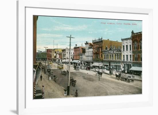 Vintage First Avenue, Cedar Rapids, Iowa-null-Framed Art Print
