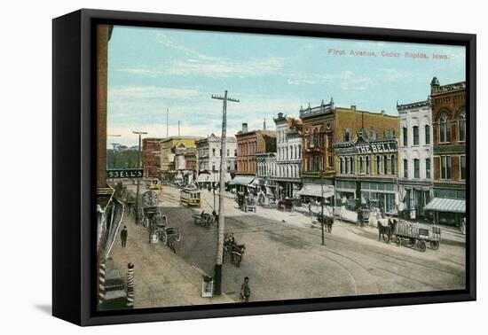 Vintage First Avenue, Cedar Rapids, Iowa-null-Framed Stretched Canvas