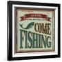 Vintage Fishing Metal Sign-Lukeruk-Framed Art Print