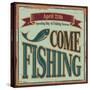 Vintage Fishing Metal Sign-Lukeruk-Stretched Canvas