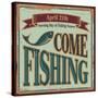 Vintage Fishing Metal Sign-Lukeruk-Stretched Canvas