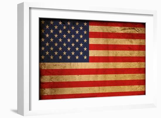 Vintage Flag Of America-ilolab-Framed Art Print