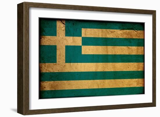 Vintage Flag Of Greece-ilolab-Framed Art Print