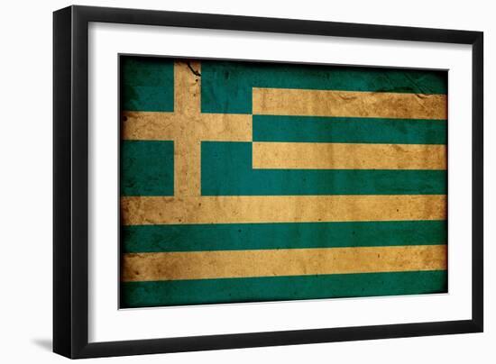 Vintage Flag Of Greece-ilolab-Framed Art Print