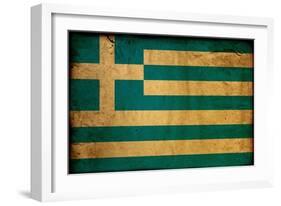 Vintage Flag Of Greece-ilolab-Framed Art Print