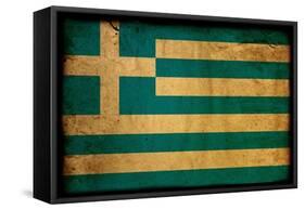 Vintage Flag Of Greece-ilolab-Framed Stretched Canvas