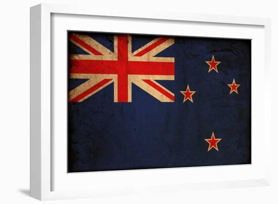 Vintage Flag Of New Zealand-ilolab-Framed Art Print