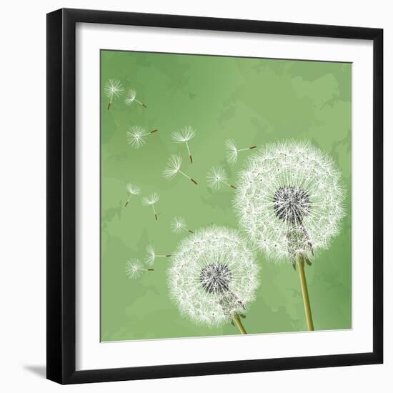 Vintage Floral Background With Dandelion-silvionka-Framed Art Print