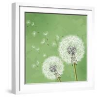 Vintage Floral Background With Dandelion-silvionka-Framed Art Print