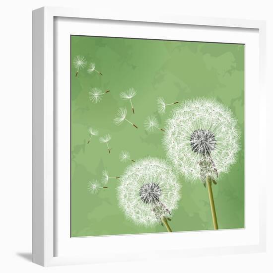 Vintage Floral Background With Dandelion-silvionka-Framed Art Print