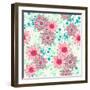 Vintage Flower Pattern Print for T-Shirt, Apparel, Textile or Wrapping. Classic Wallpaper with Flor-Studio K-Framed Art Print