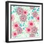 Vintage Flower Pattern Print for T-Shirt, Apparel, Textile or Wrapping. Classic Wallpaper with Flor-Studio K-Framed Art Print