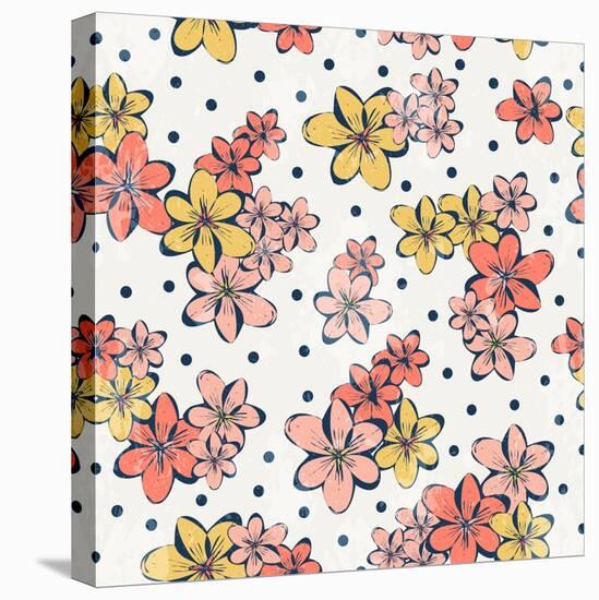 Vintage Flower Pattern Print for T-Shirt, Apparel, Textile or Wrapping. Classic Wallpaper with Flor-Studio K-Stretched Canvas