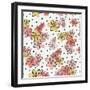 Vintage Flower Pattern Print for T-Shirt, Apparel, Textile or Wrapping. Classic Wallpaper with Flor-Studio K-Framed Art Print