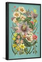 Vintage Flowers on Teal-null-Framed Art Print