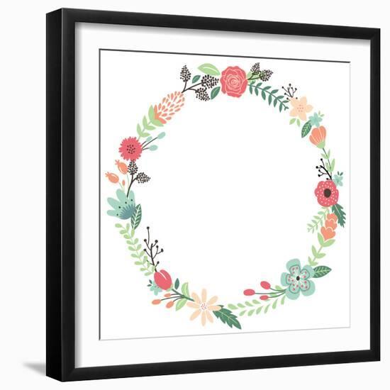 Vintage Flowers Wreath-yenz-Framed Premium Giclee Print