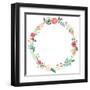 Vintage Flowers Wreath-yenz-Framed Art Print