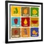 Vintage Fruits Icons-radubalint-Framed Art Print