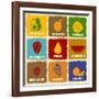 Vintage Fruits Icons-radubalint-Framed Art Print