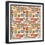 Vintage Gadget Seamless Pattern-Macrovector-Framed Premium Giclee Print