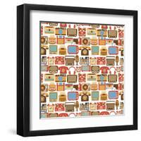 Vintage Gadget Seamless Pattern-Macrovector-Framed Art Print