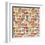 Vintage Gadget Seamless Pattern-Macrovector-Framed Art Print