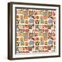 Vintage Gadget Seamless Pattern-Macrovector-Framed Art Print