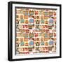 Vintage Gadget Seamless Pattern-Macrovector-Framed Art Print