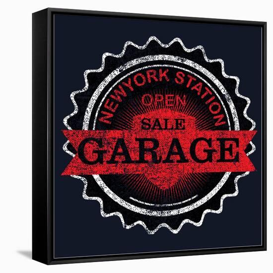 Vintage Garage Retro Label-emeget-Framed Stretched Canvas