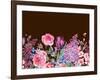 Vintage Garden Watercolor Spring Seamless Border with Purple Flowers, Lilacs, Tulips, Scilla and Be-Varvara Kurakina-Framed Art Print