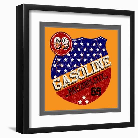 Vintage Gasoline & Motor Oil | T-Shirt Printing-emeget-Framed Art Print