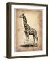 Vintage Giraffe-NaxArt-Framed Art Print