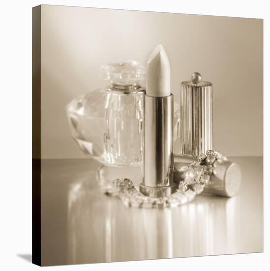Vintage Glamour Lipstick and Perfume-Julie Greenwood-Stretched Canvas