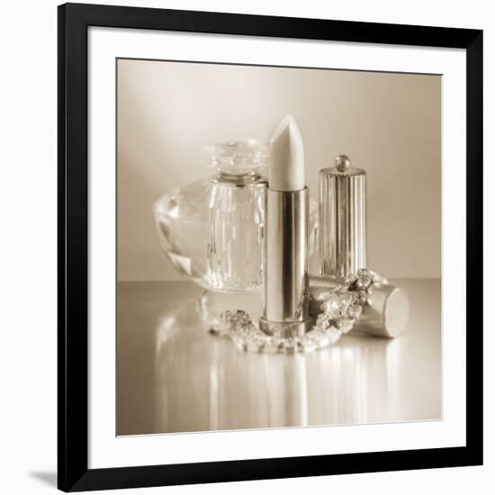 Vintage Glamour Lipstick and Perfume-Julie Greenwood-Framed Art Print