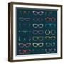 Vintage Glasses Silhouettes-vreddane-Framed Art Print